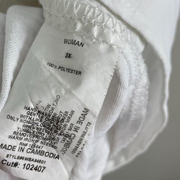 Cocomo Woman Plus 3X White Heart Print Tunic Top Blouse Roll Tab Sleeve Shirt - Picture 4 of 12